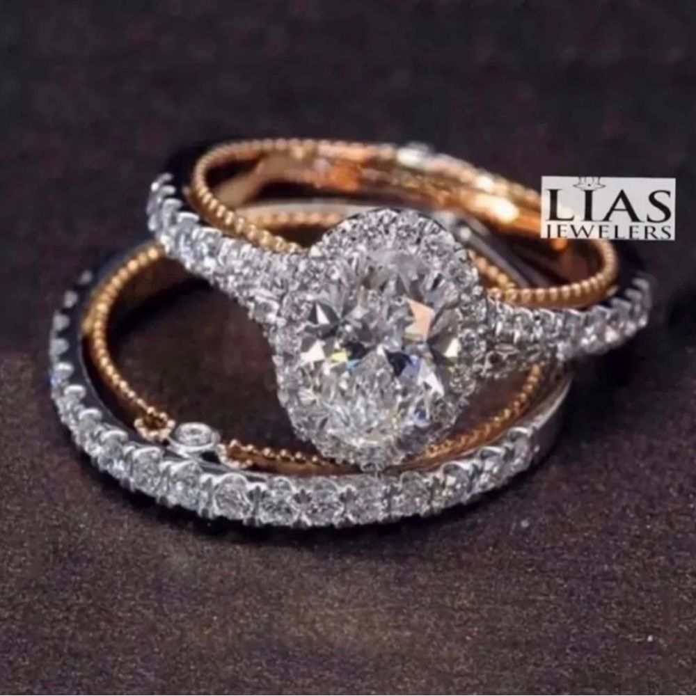 New Two Tone Wedding Ring Set